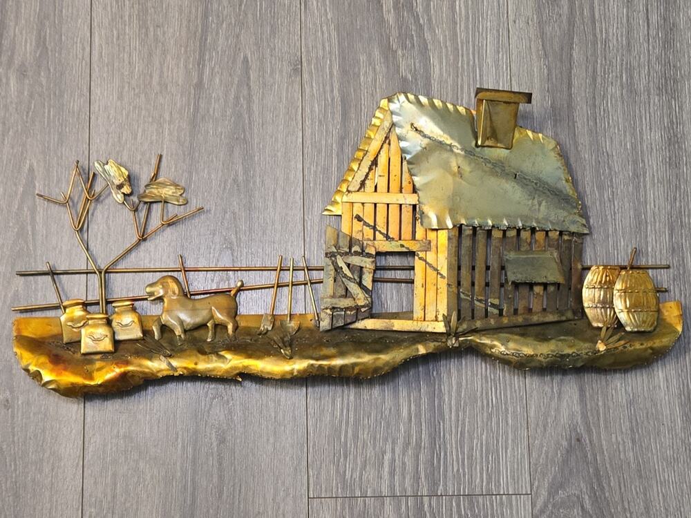 Vintage Copper Tin Blacksmith Barn Wall Hanging Decor Shelf Sitter Free Shipping